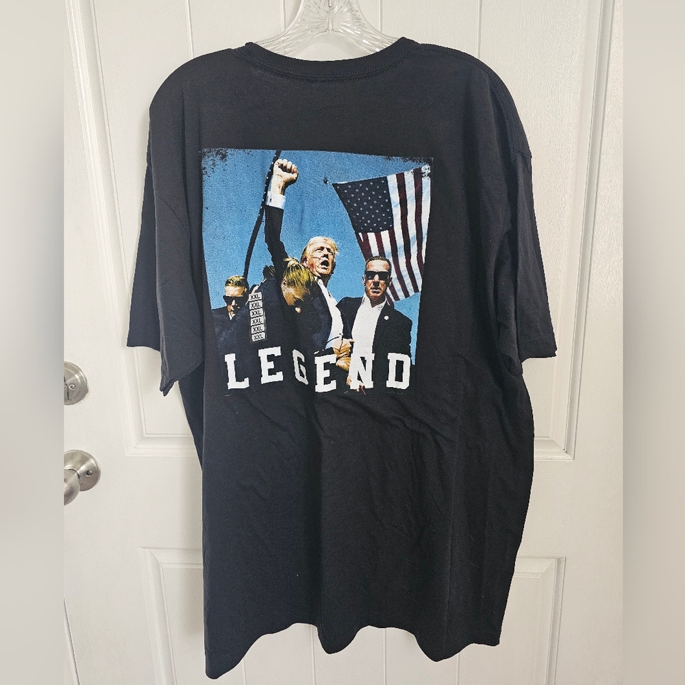NWOT BORN UNITED Forever Legend Mens Black 2XL Trump Short Sleeve Tee Shirt